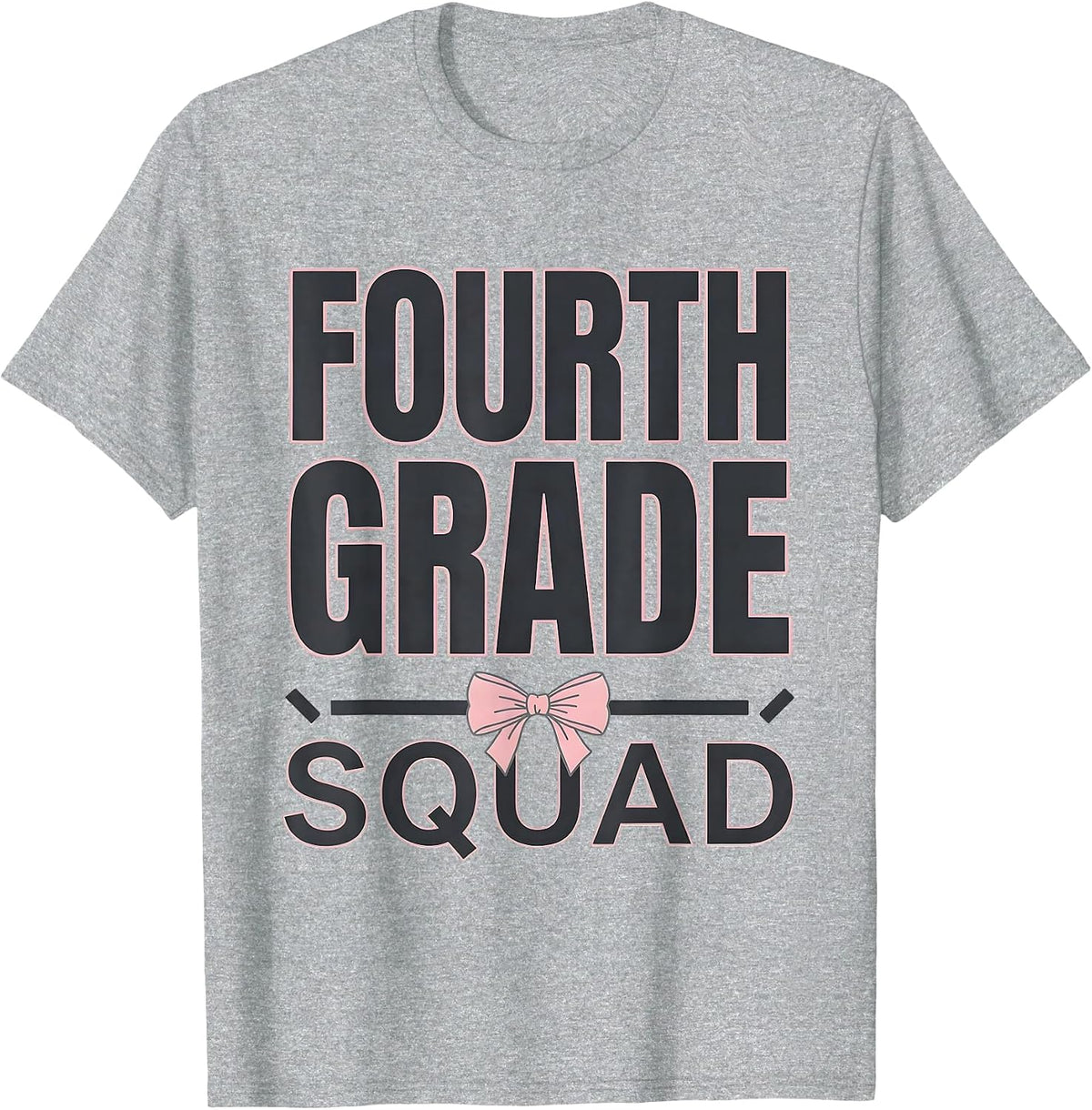 Men's Fourth Grade Squad Coquette Bow Back To School Girl Teacher T-Shirt - Heather Grey