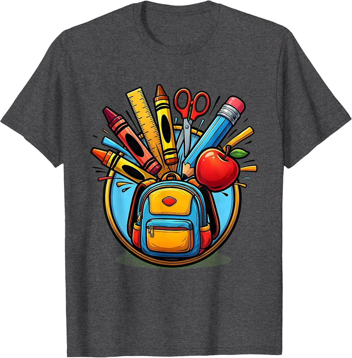 Men's Paraprofessional Overflowing Backpack Graphic T-Shirt - Dark Heather Grey