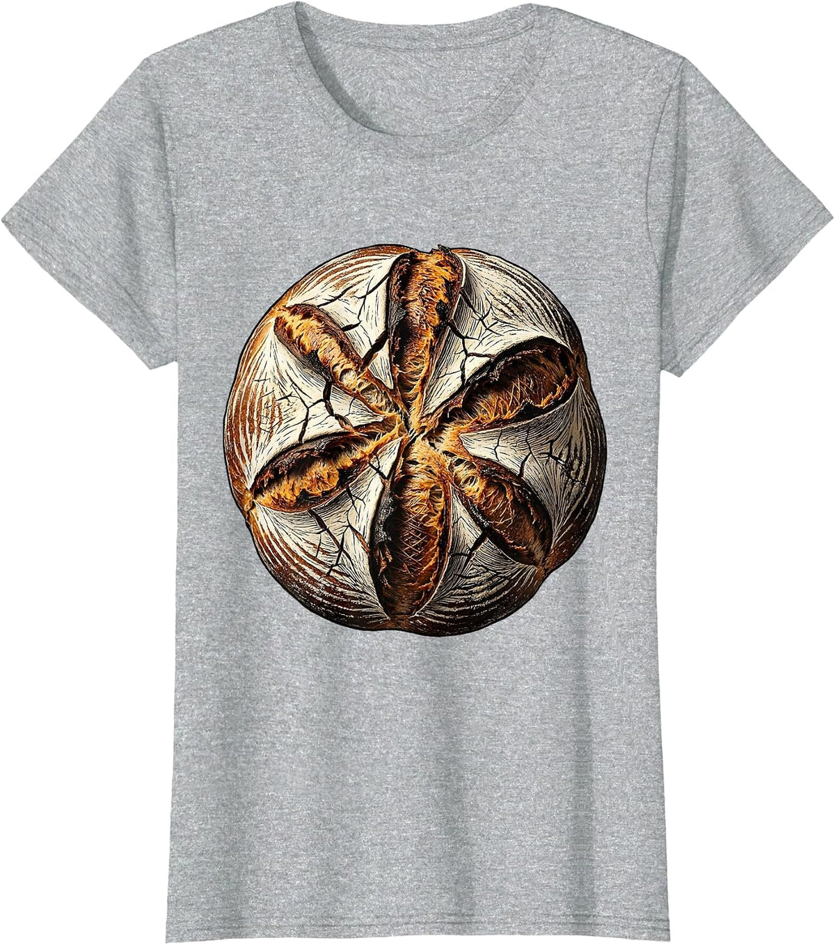 Women's Sourdough Era Scored Dough Oven Bloom Illustration T-Shirt - Heather Grey