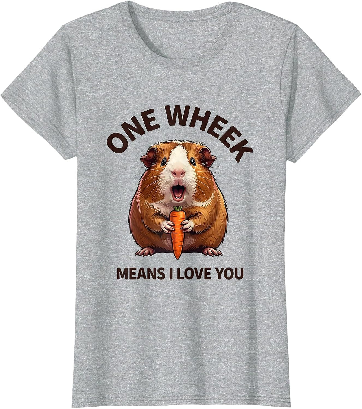 One Wheek Means I Love You Funny Guinea Pig Cavy Lover Gift T-Shirt - Heather Grey
