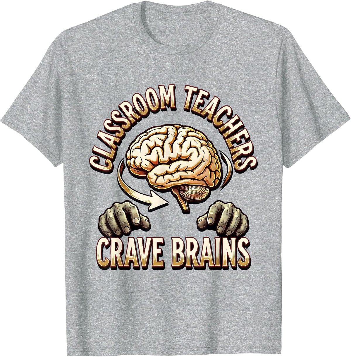 Men's Classroom Teachers Crave Brains Funny Zombie Halloween T-Shirt - Heather Grey