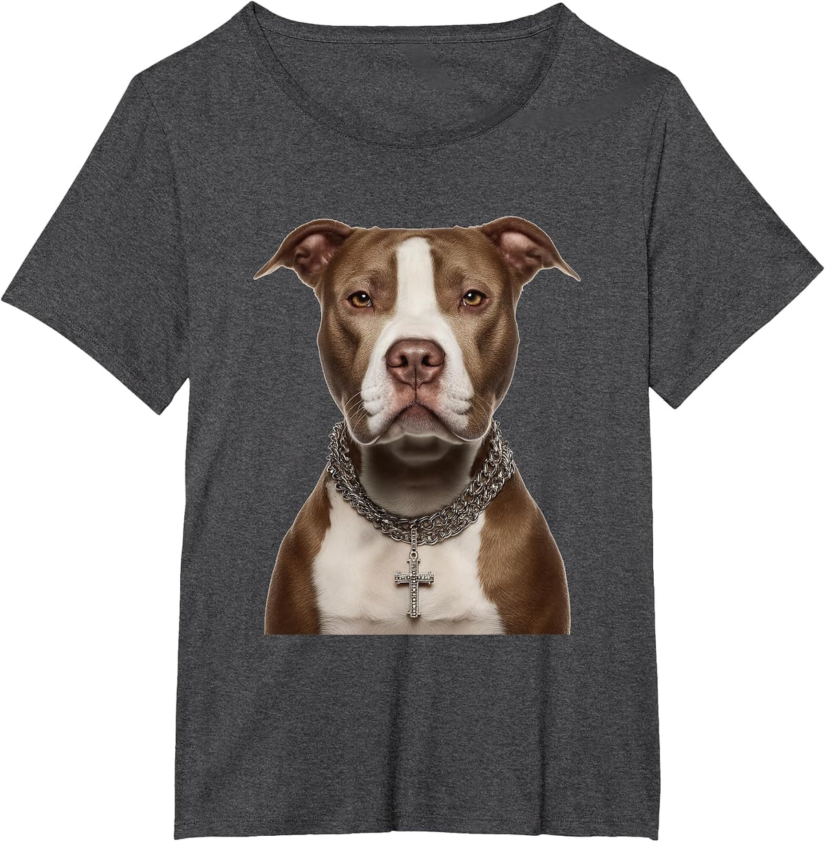 Christian Pitbull Dog Pittie Cross Religious Graphic T-Shirt - Dark Heather Grey