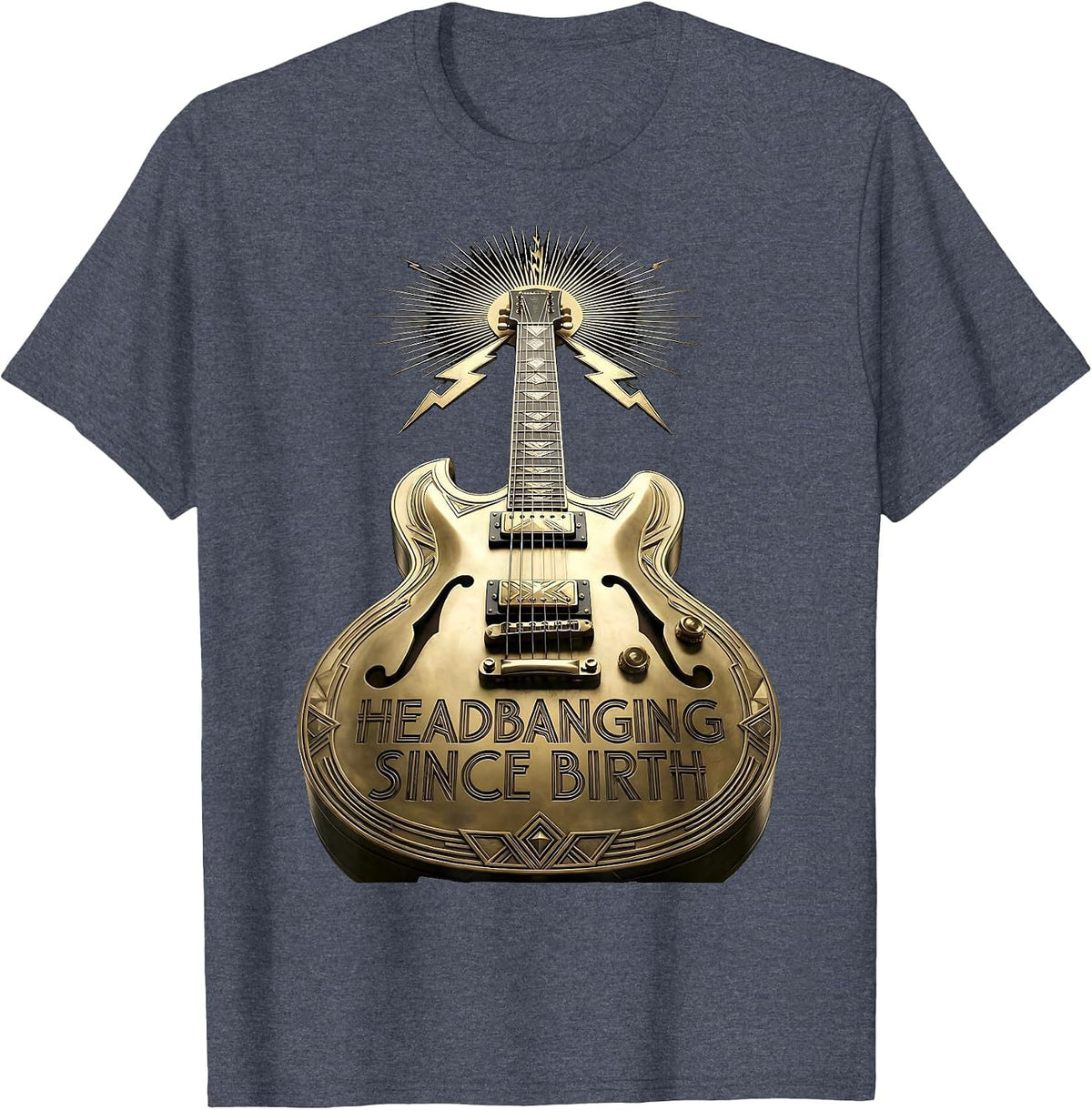 Headbanging Since Birth Classic Rock Band Design T-Shirt - Heather Blue
