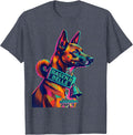 Basenji Bells Risograph Funny Christmas Dog Breed Lover Gift T-Shirt - Heather Blue