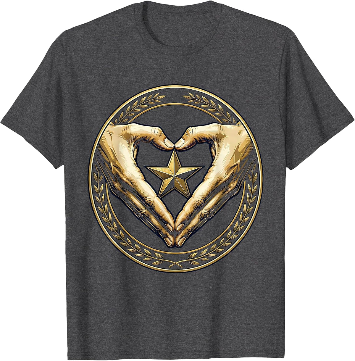 Paraprofessional Heart Hands Glowing Star Design T-Shirt - Dark Heather Grey