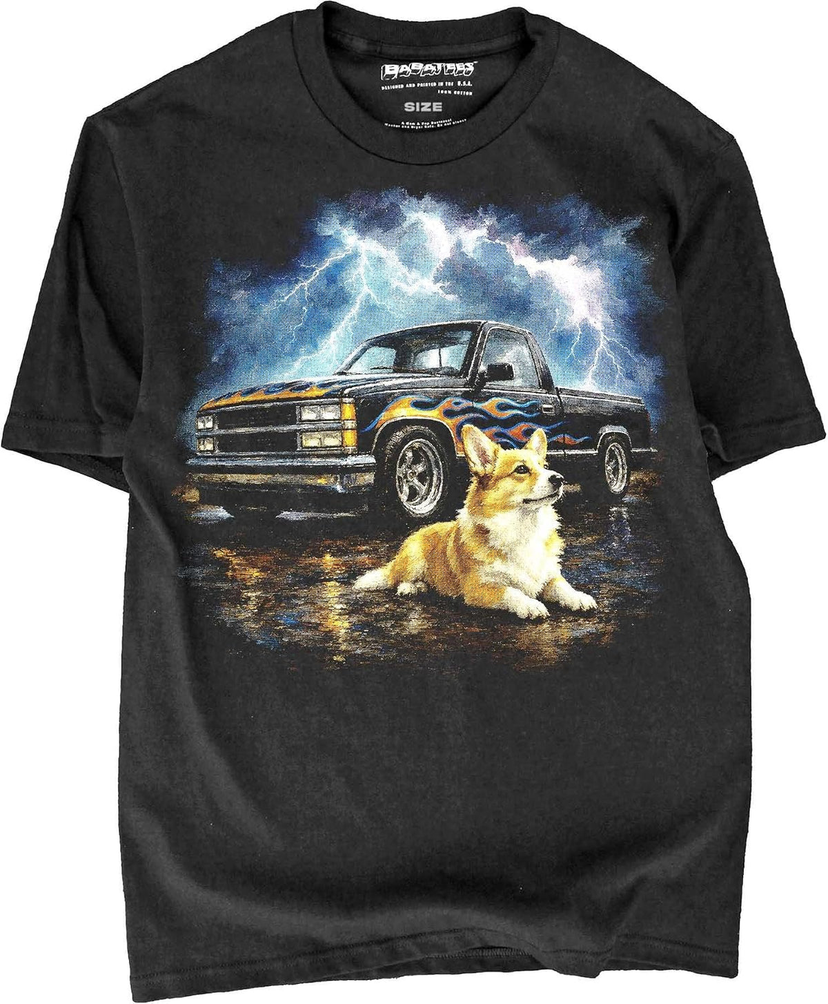 Corgi - U.S.A. Brand Cotton Black Tshirt - Corgi 22b