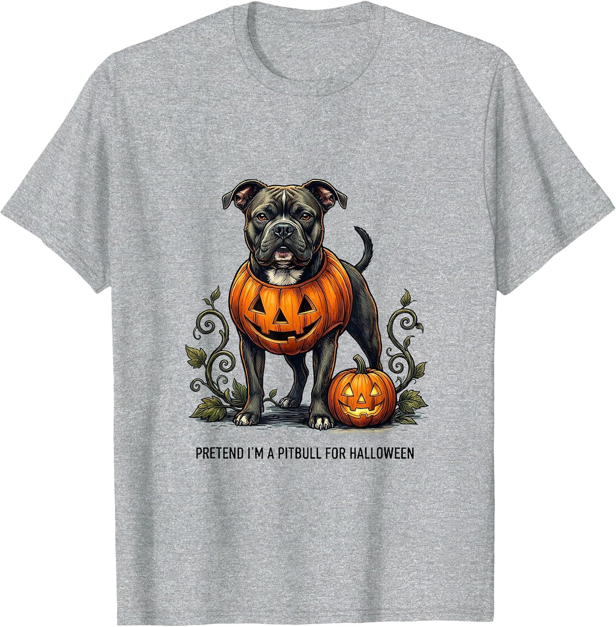Men's Pretend I'm A Pitbull For Halloween Funny Dog Owner Costume T-Shirt - Heather Grey