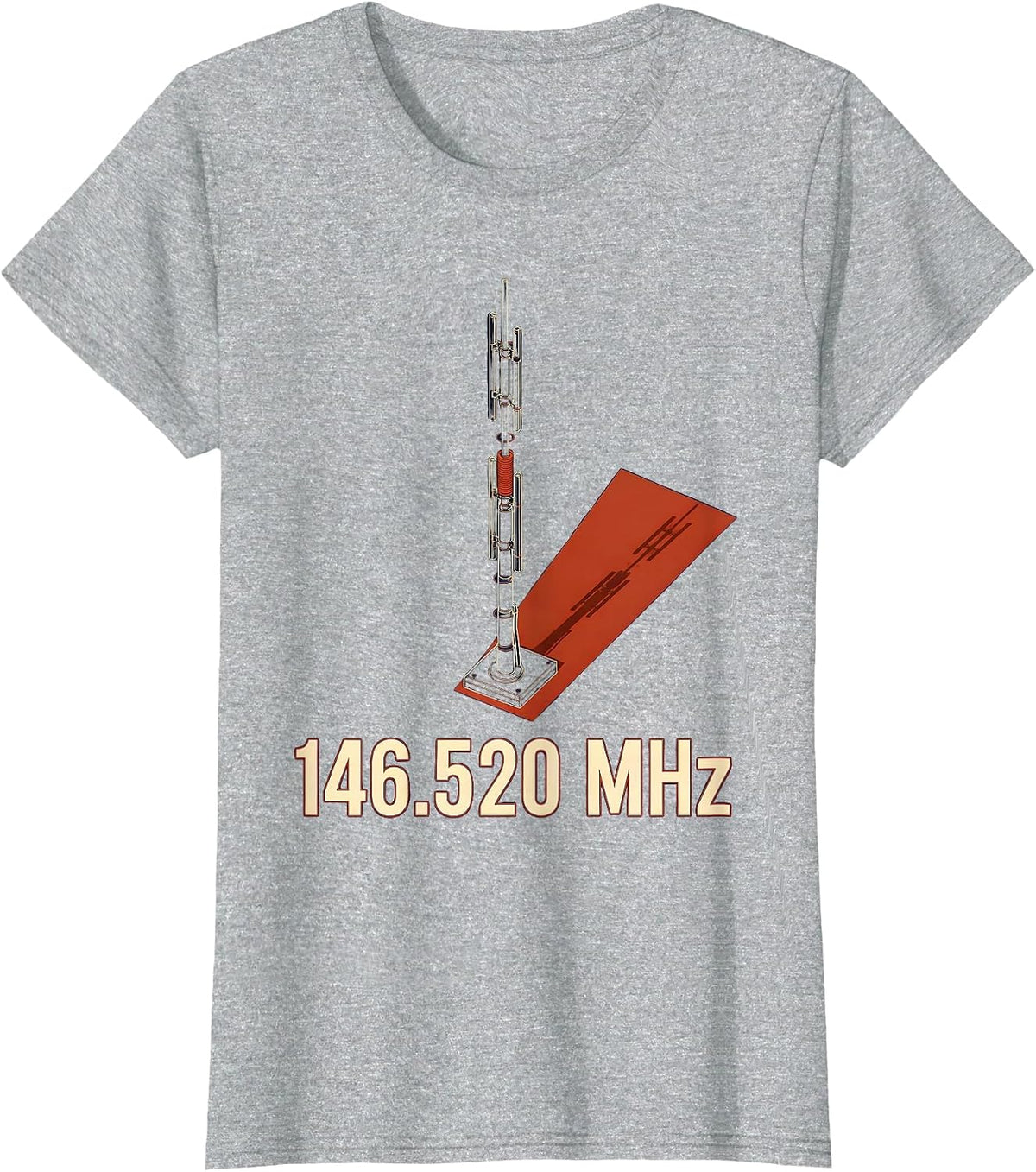 146.520 MHz Exploded View Technical Ham Radio Operator Humor T-Shirt - Heather Grey