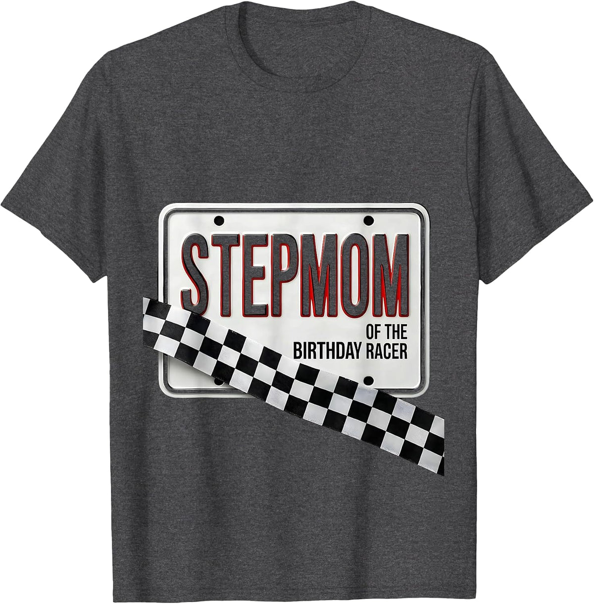 Men's Stepmom Of The Birthday Racer Race Car Birthday Party Family T-Shirt - Dark Heather Grey
