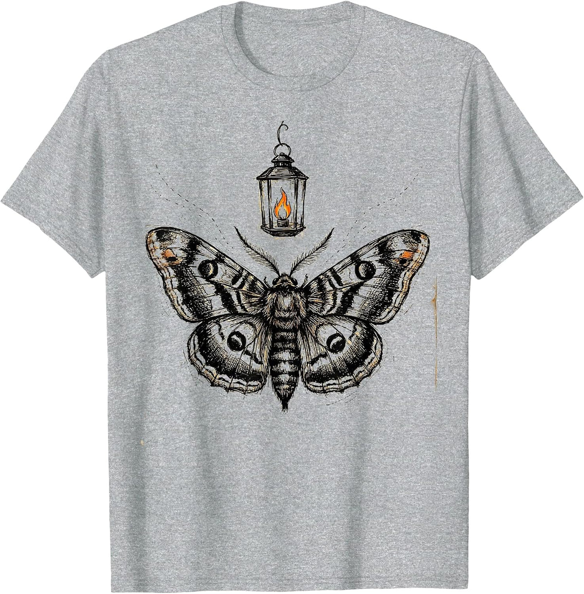 Men's Moth and Lantern Mental Health Awareness Design T-Shirt - Heather Grey
