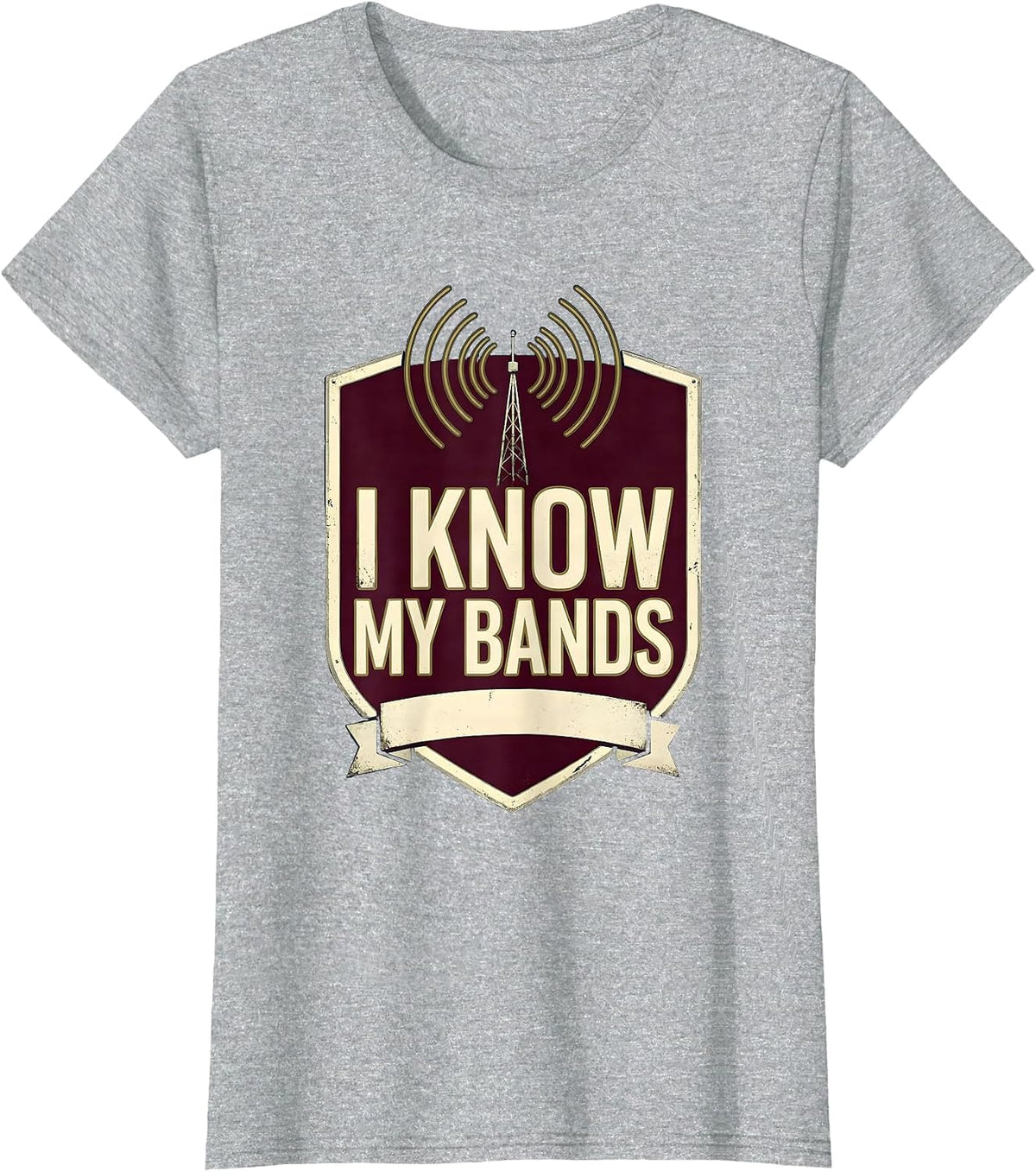 Women's I Know My Bands Ham Radio Operator Hobbyist Pride Emblem T-Shirt - Heather Grey