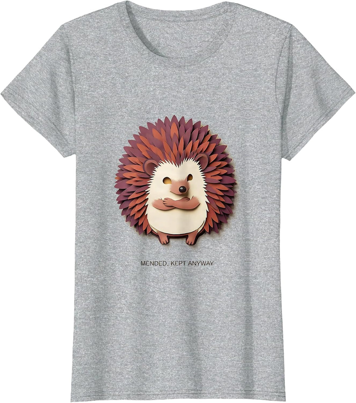 Women's Mended, Kept Anyway Pastel Goth Kawaii Chibi Hedgehog T-Shirt - Heather Grey