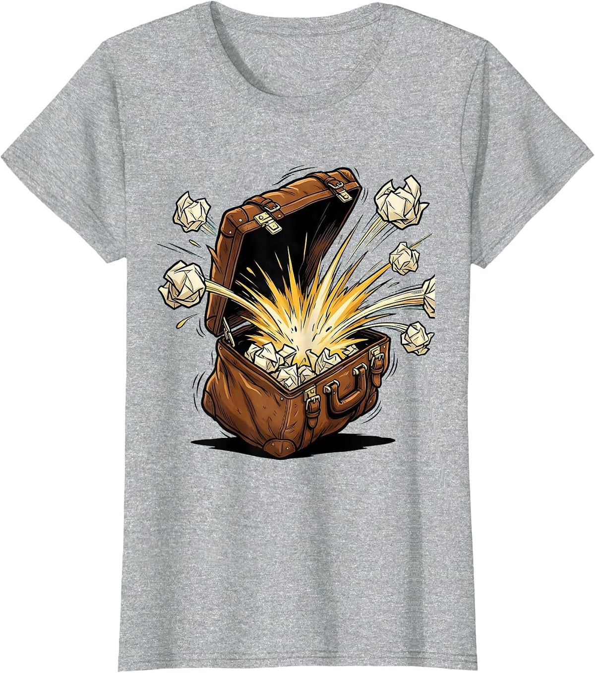 Women's Substitute Teacher Exploding Briefcase Graphic T-Shirt - Heather Grey