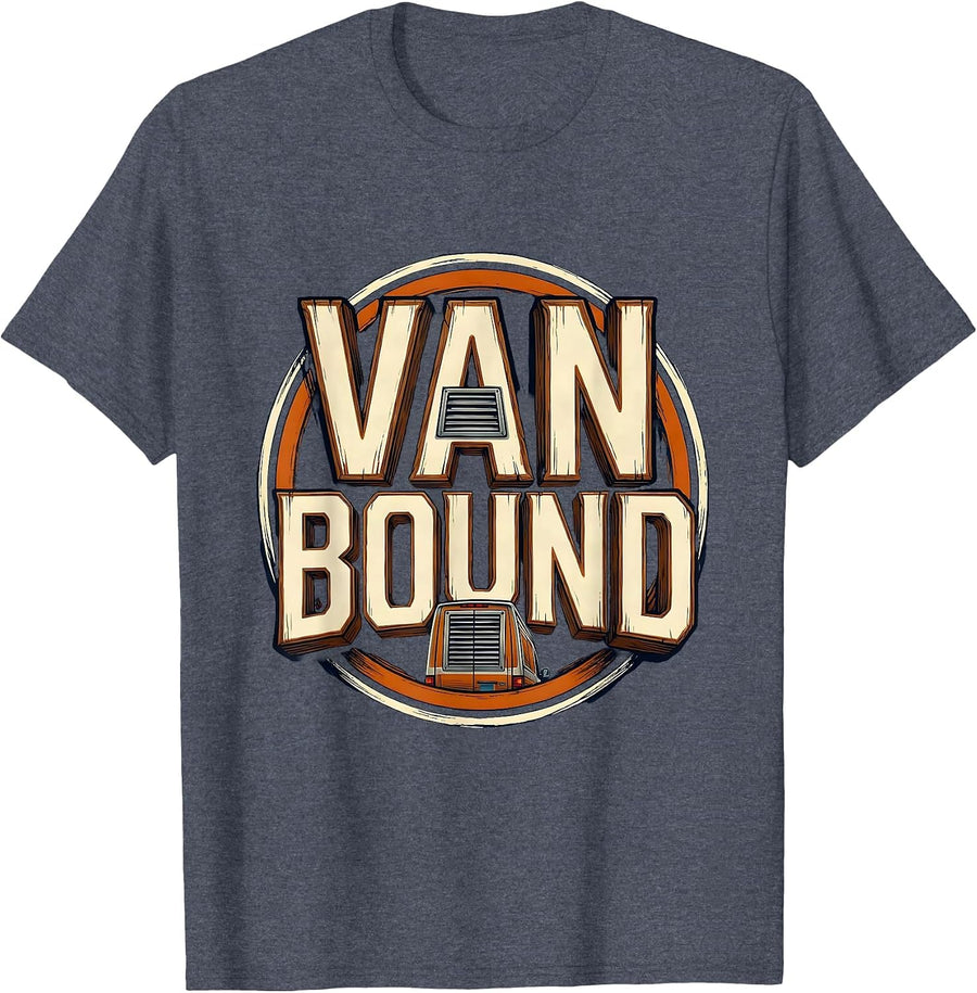 Vanbound Retro Van Life Emblem Van Owner Road Trip T-Shirt - Heather Blue