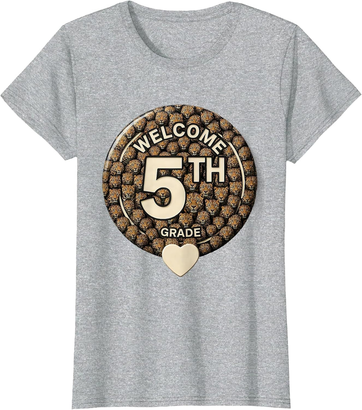 Welcome Fifth Grade Leopard Teacher Back To School T-Shirt - Heather Grey