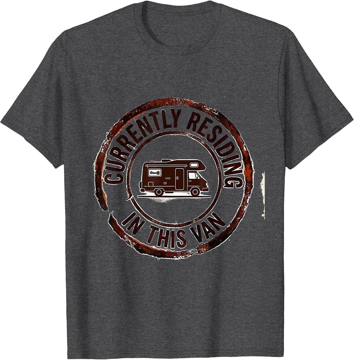 Men's Currently Residing In This Van Retro Van Life Nomads Camper T-Shirt - Dark Heather Grey