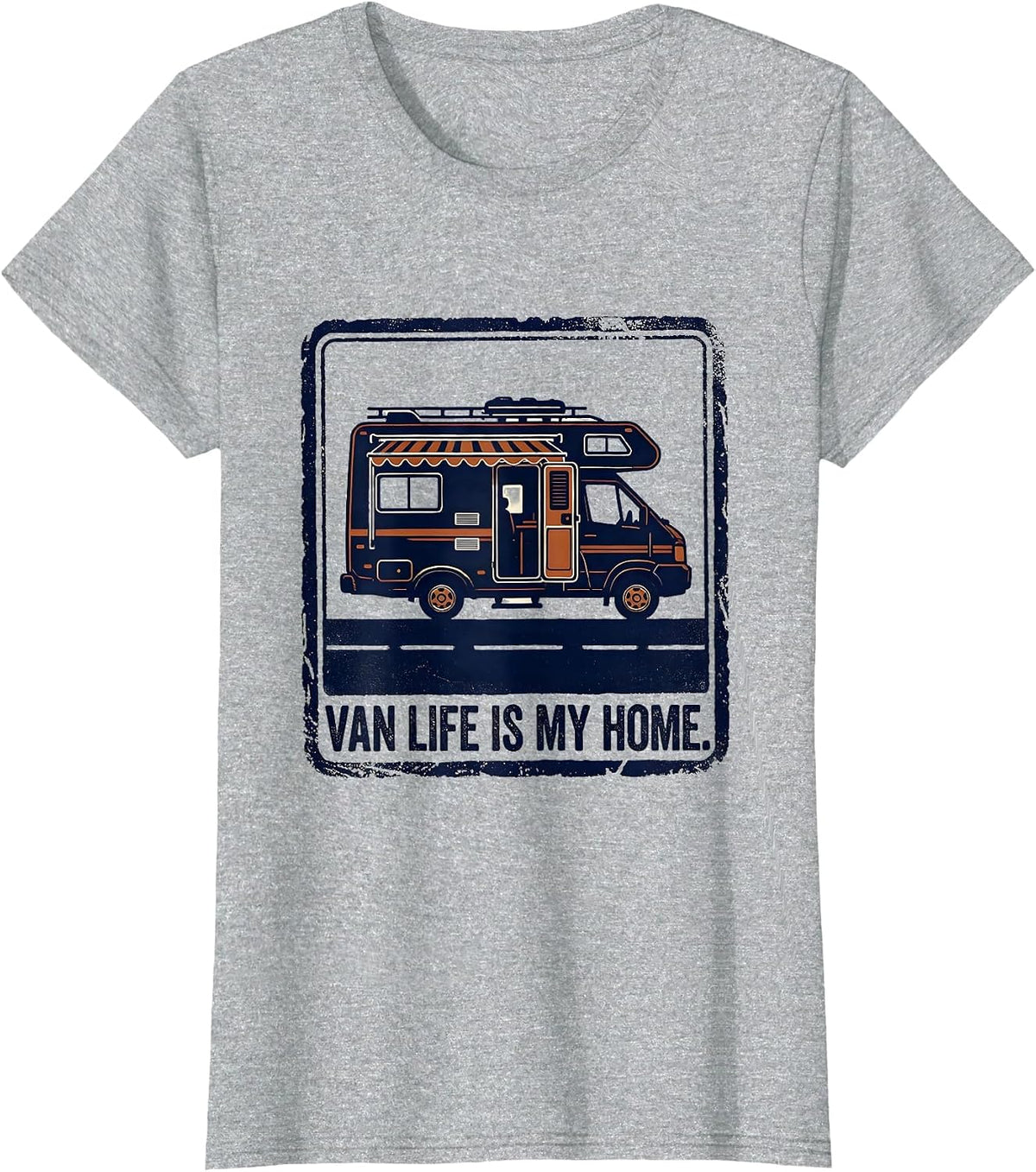 Van Life Is My Home Retro Camper Van Nomad Pride T-Shirt - Heather Grey