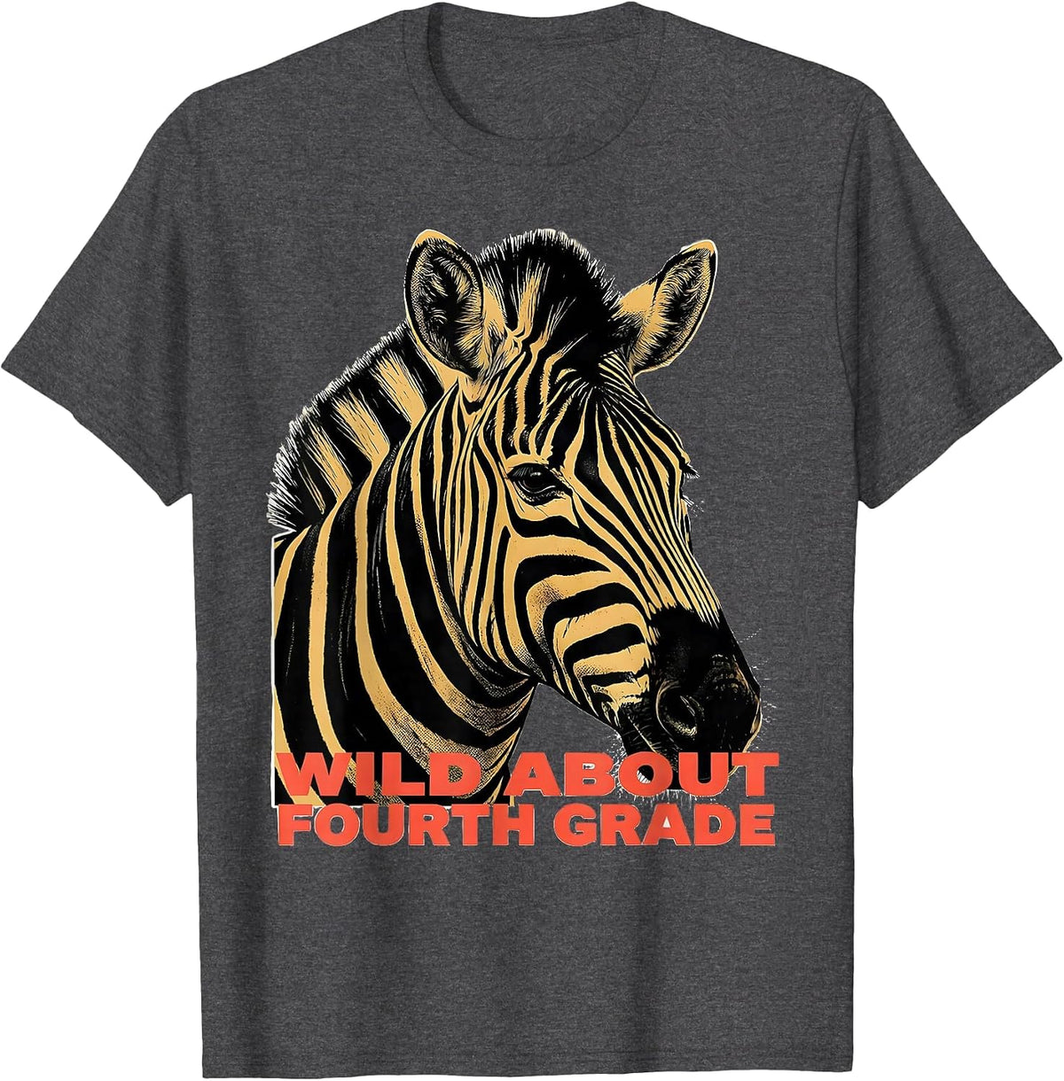 Men's Wild About Fourth Grade Playful Teacher Animal Print School T-Shirt - Dark Heather Grey