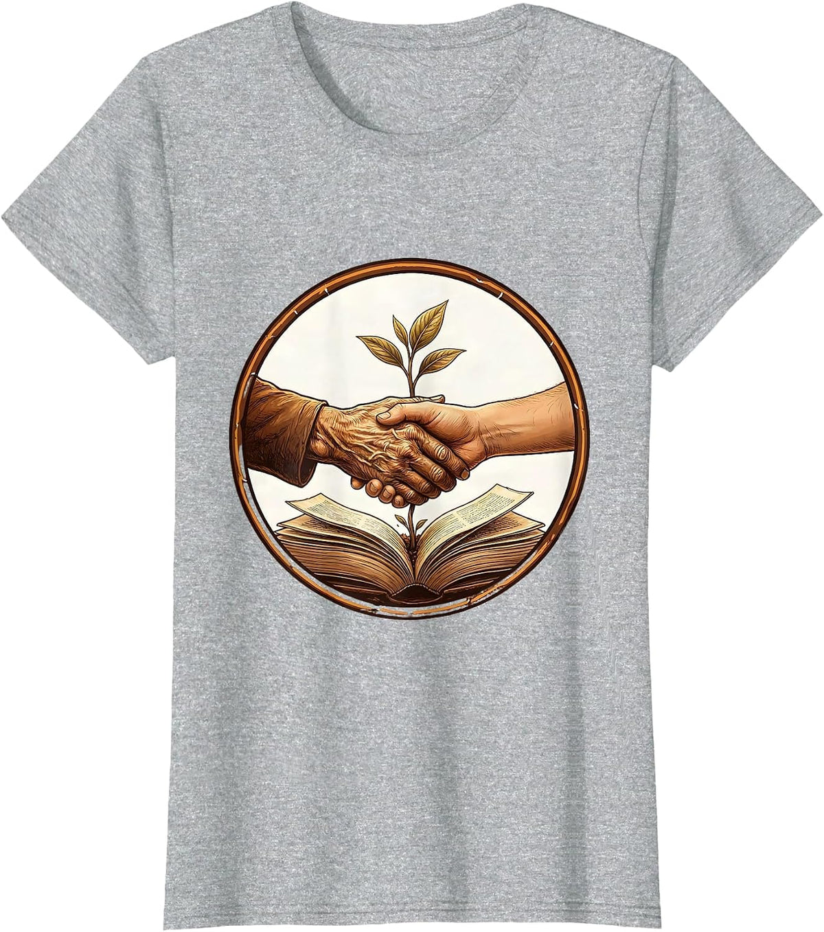 Sealed Hands Passing Knowledge Black History Month Pride T-Shirt - Heather Grey