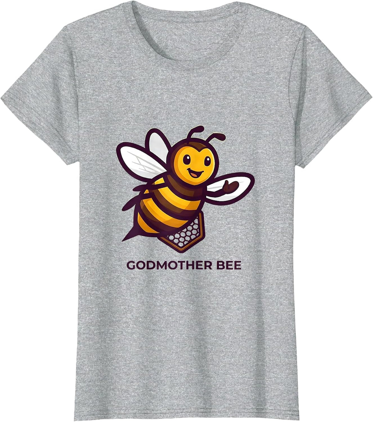 Godmother Bee Cute Family Matching First Bee Day Birthday T-Shirt - Heather Grey