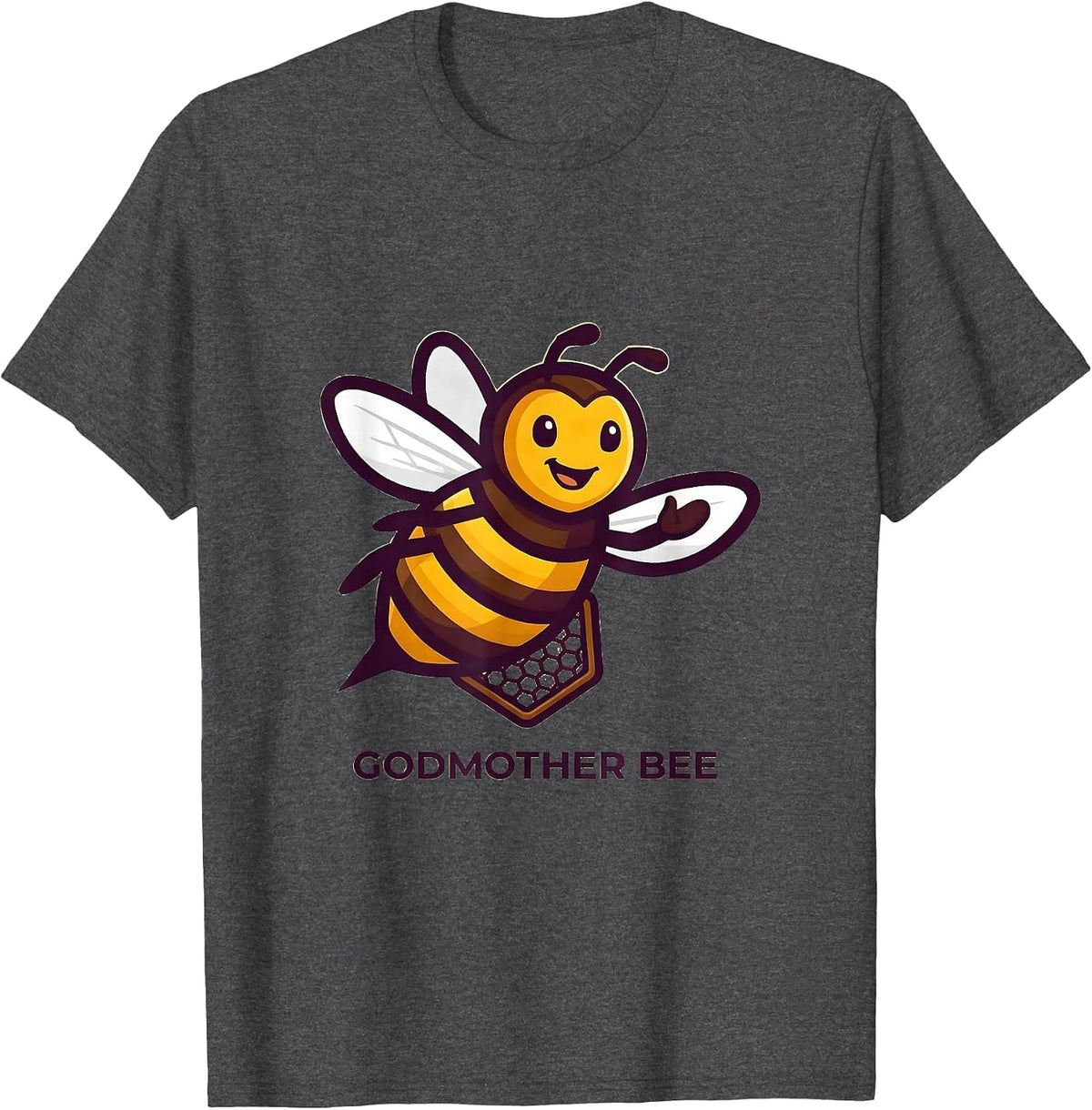 Godmother Bee Cute Family Matching First Bee Day Birthday T-Shirt - Dark Heather Grey