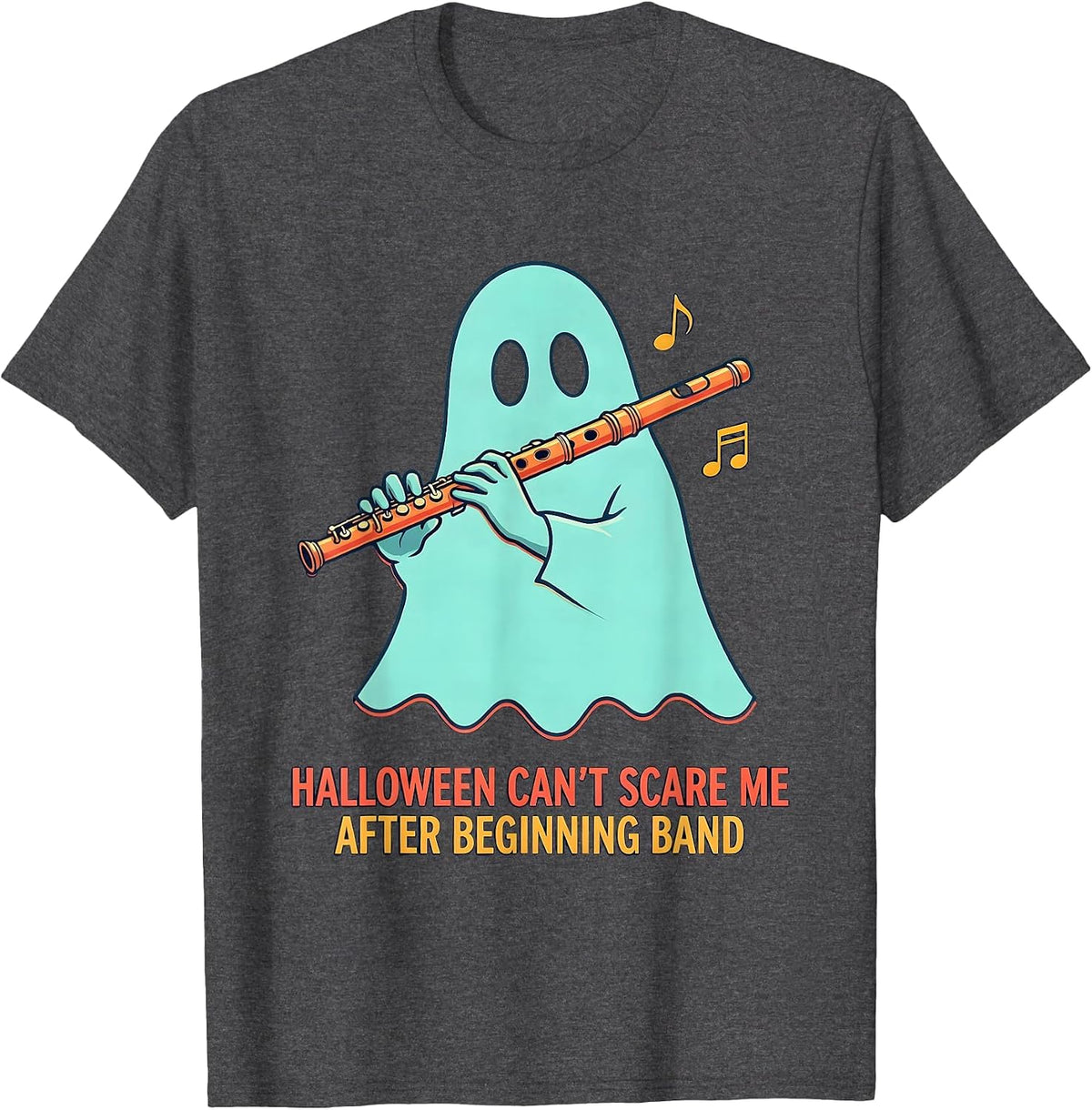Men's Halloween Can't Scare Me After Beginning Band Music Teacher T-Shirt - Dark Heather Grey