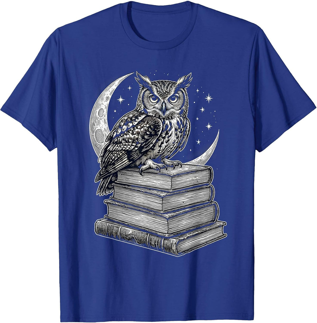 Men's Paraprofessional Owl on Textbooks Night Design T-Shirt - Royal Blue