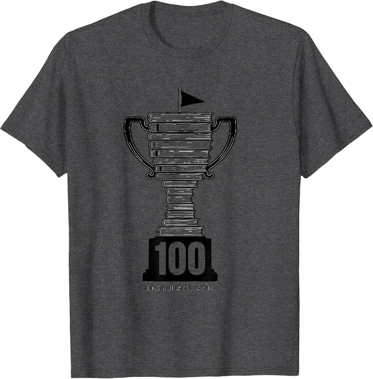 Men's 100 Days In Library Still Takes First Reading Teacher 100th T-Shirt - Dark Heather Grey