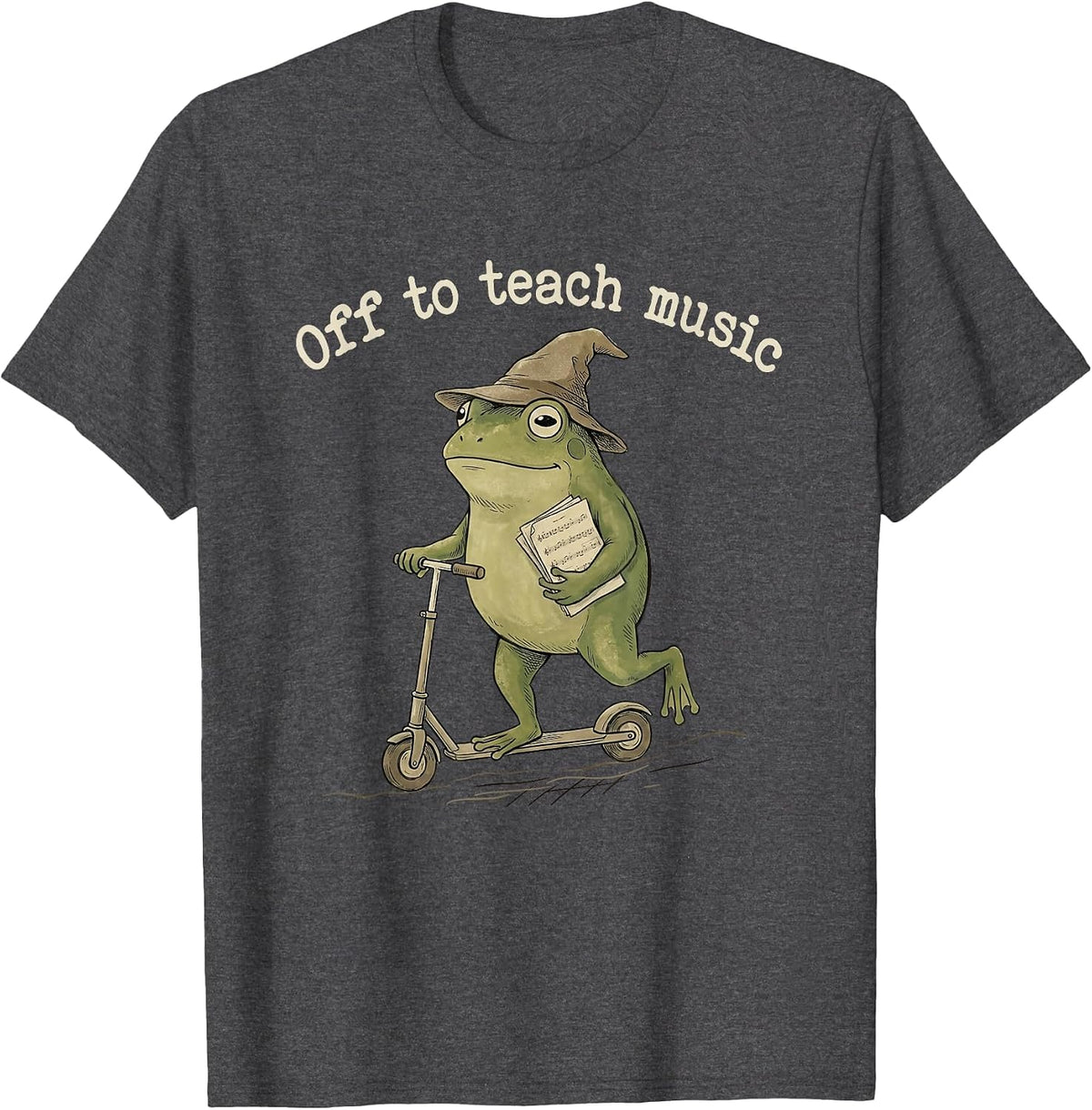 Off to Teach Music Teacher Appreciation Frog Meme Teaching T-Shirt - Dark Heather Grey