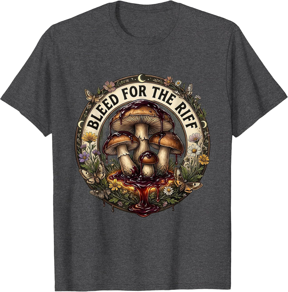 Bleed for the Riff Death Metal Graphic Design T-Shirt - Dark Heather Grey