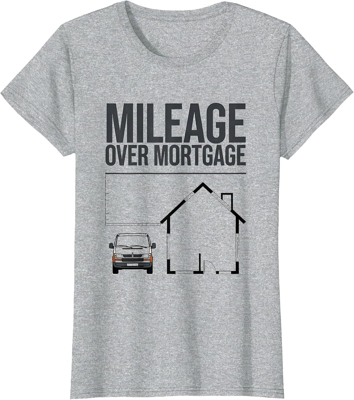 Mileage Over Mortgage Retro Van Life Road Trip Pride T-Shirt - Heather Grey