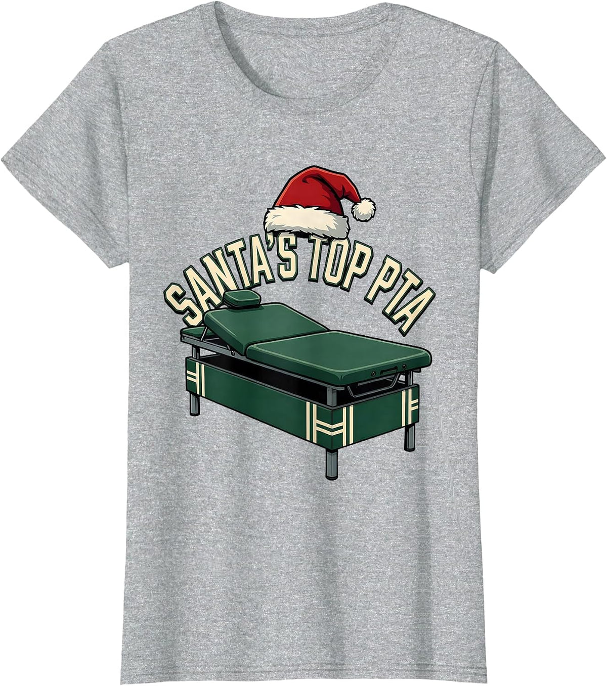 Santa's Top PTA Sports Physical Therapy Christmas Humor T-Shirt - Heather Grey