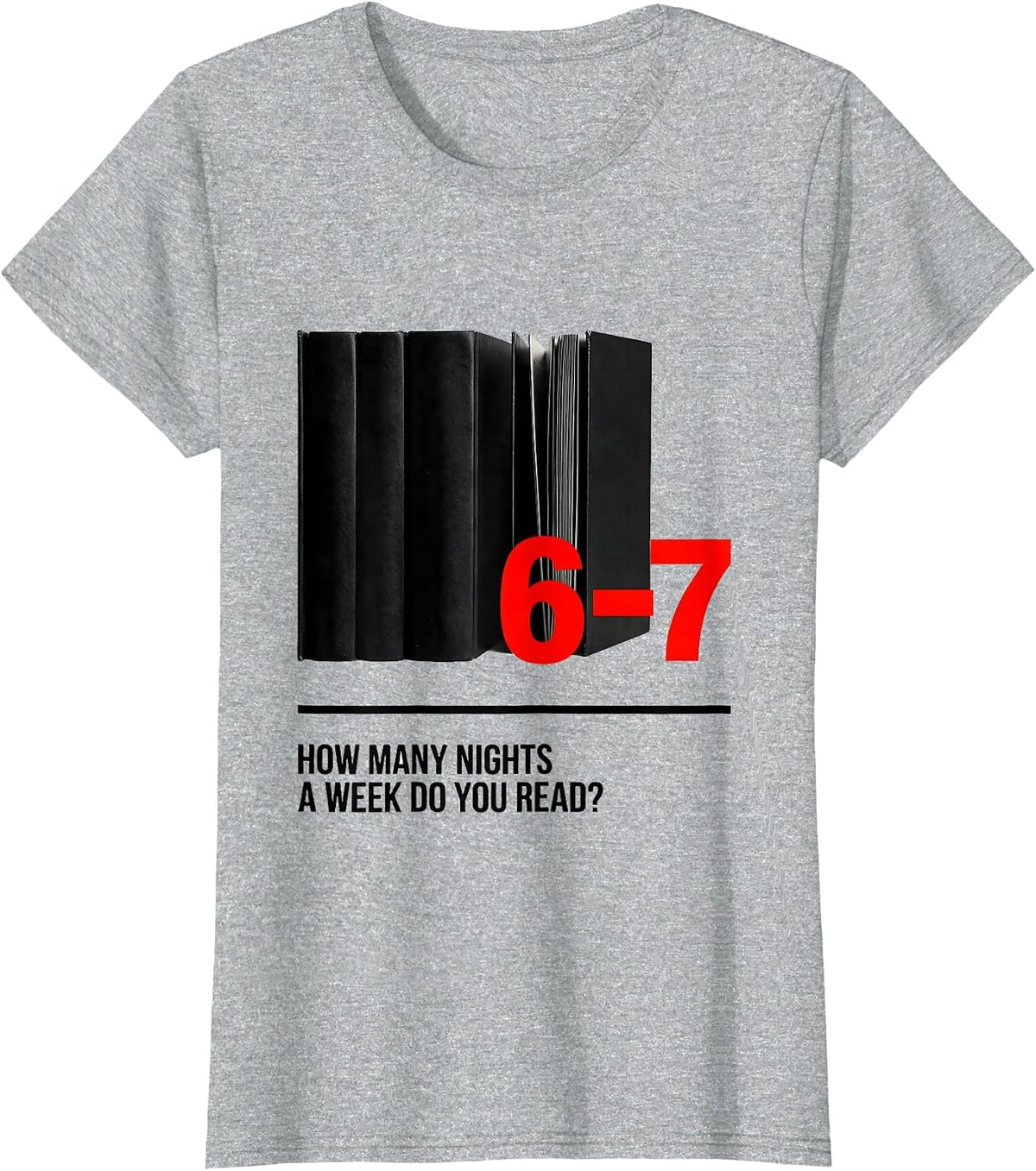 Women's How Many Nights A Week Do You Read? 6-7 Teacher T-Shirt - Heather Grey
