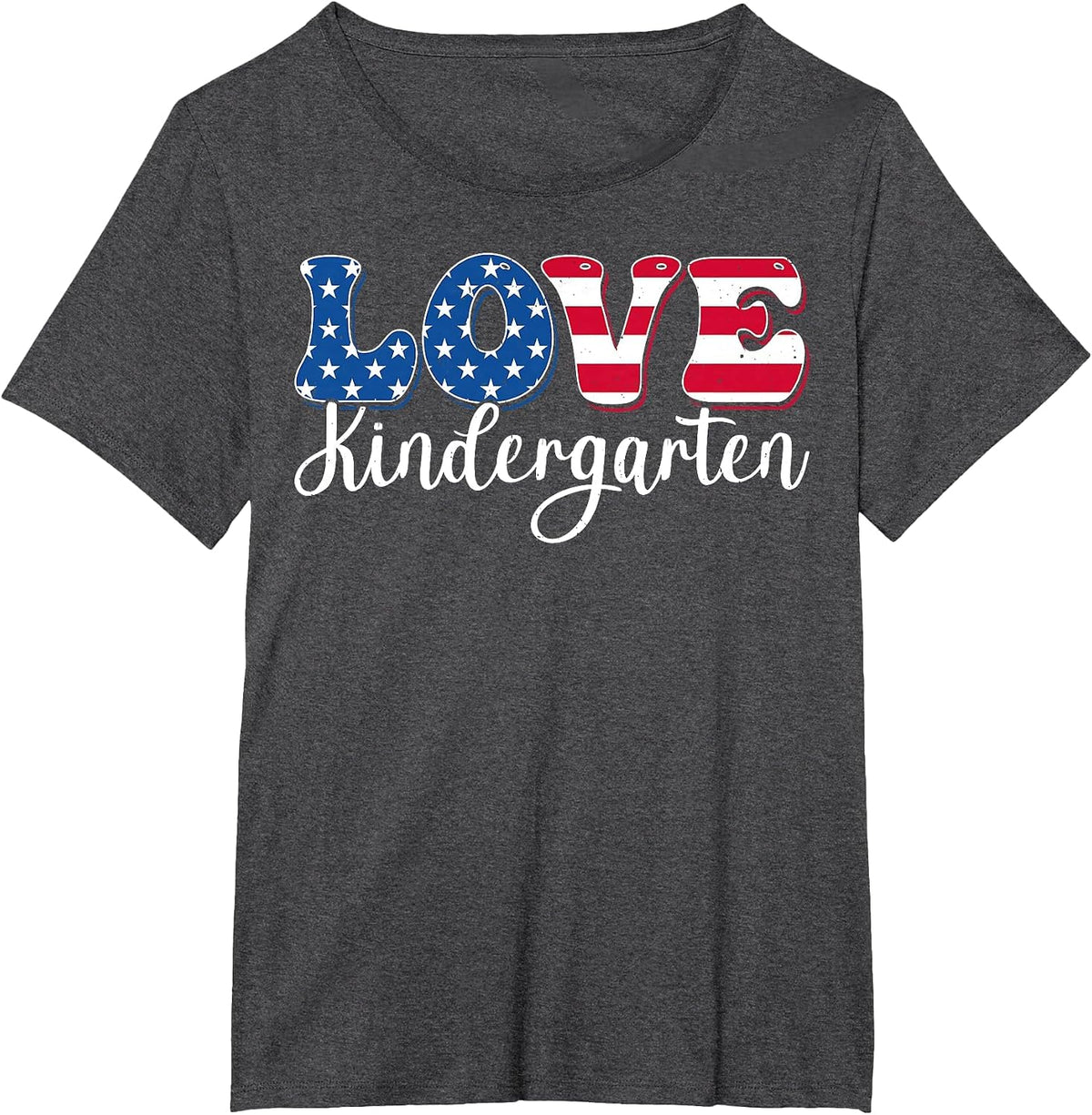 USA Flag Love Kindergarten Teacher Patriotic 4th of July T-Shirt - Dark Heather Grey
