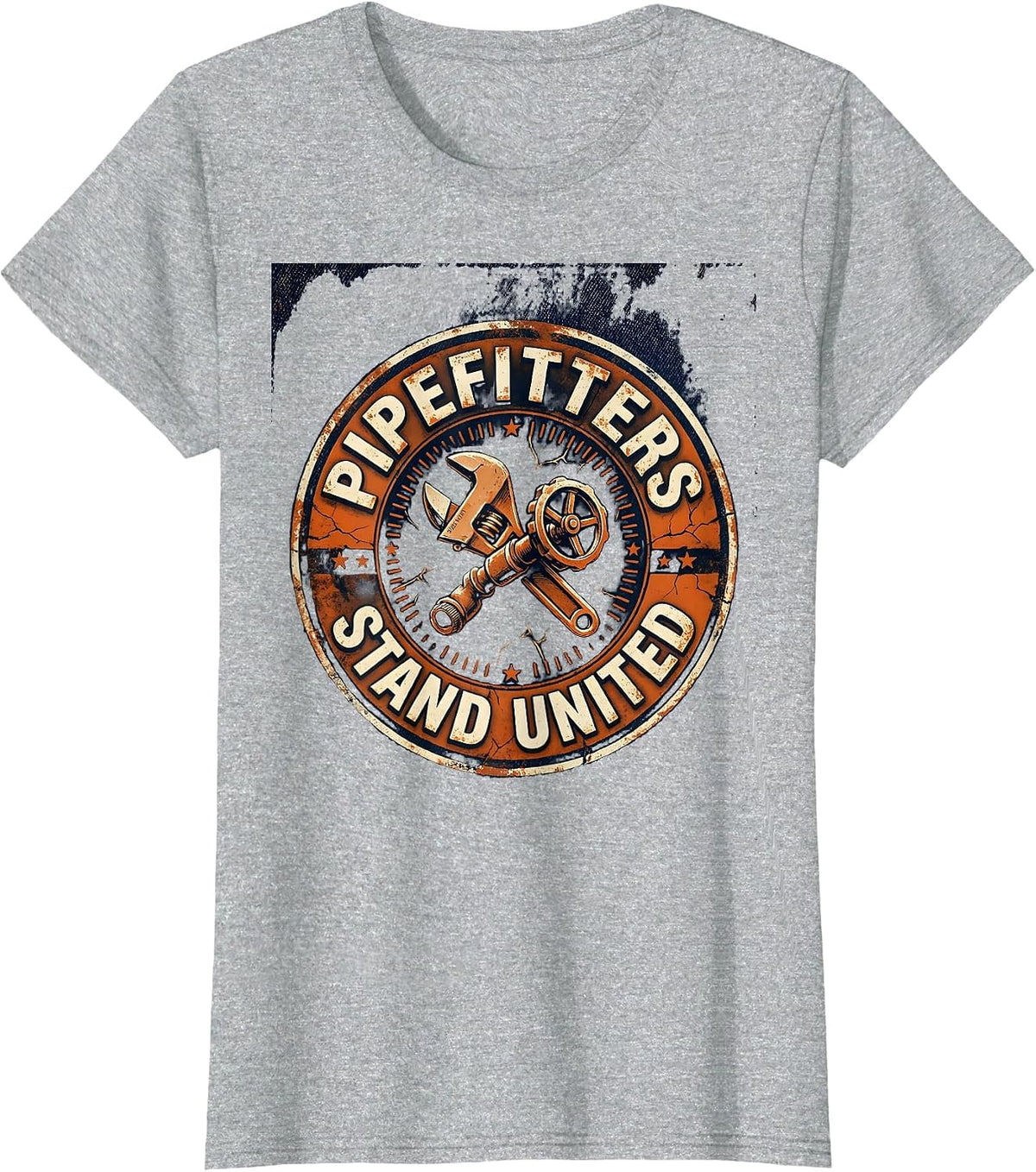 Pipefitters Stand United Distressed Union Worker Solidarity T-Shirt - Heather Grey