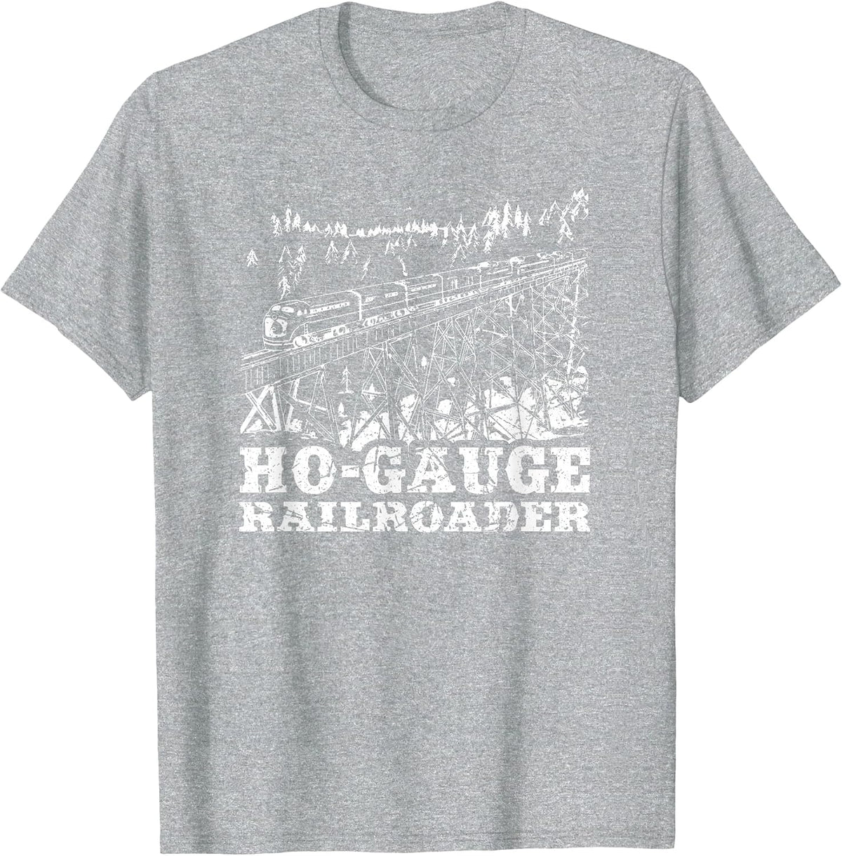 Model Train HO Gauge Railroad Model Railway Train HO Scale T-Shirt - Heather Grey