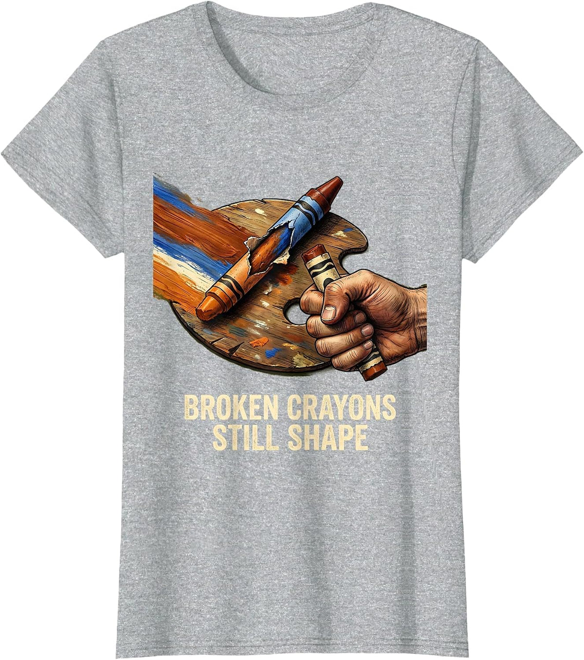 Women's Broken Crayons Still Shape Mental Health Awareness Counselor T-Shirt - Heather Grey