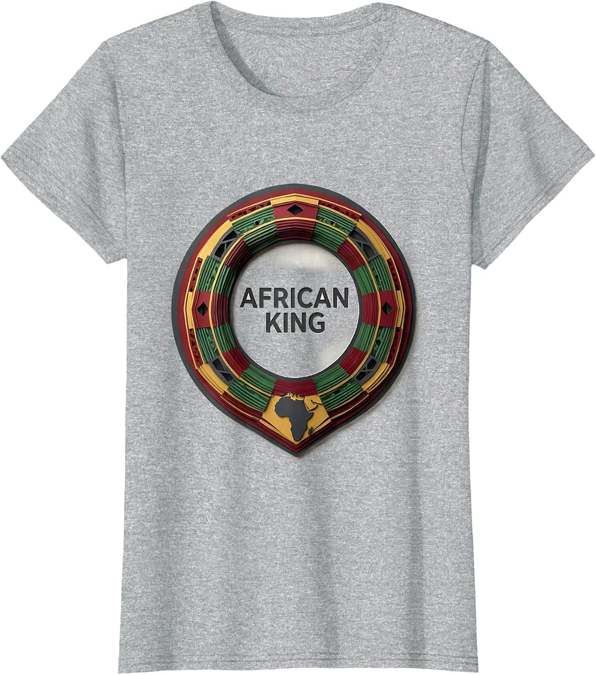 African King Paper Cutout Cultural Pride Black History Month T-Shirt - Heather Grey