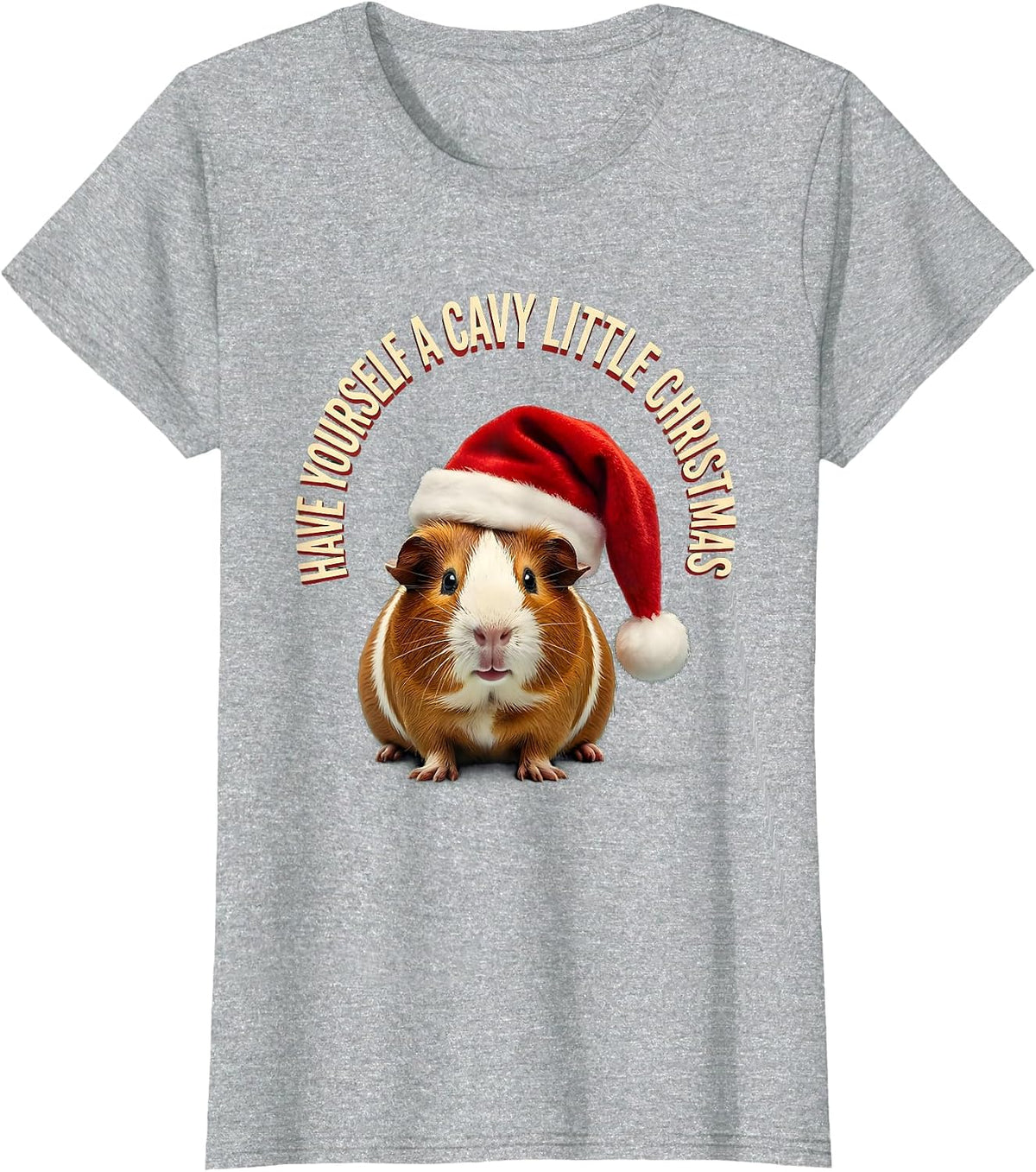Have Yourself A Cavy Little Christmas Funny Guinea Pig Santa T-Shirt - Heather Grey