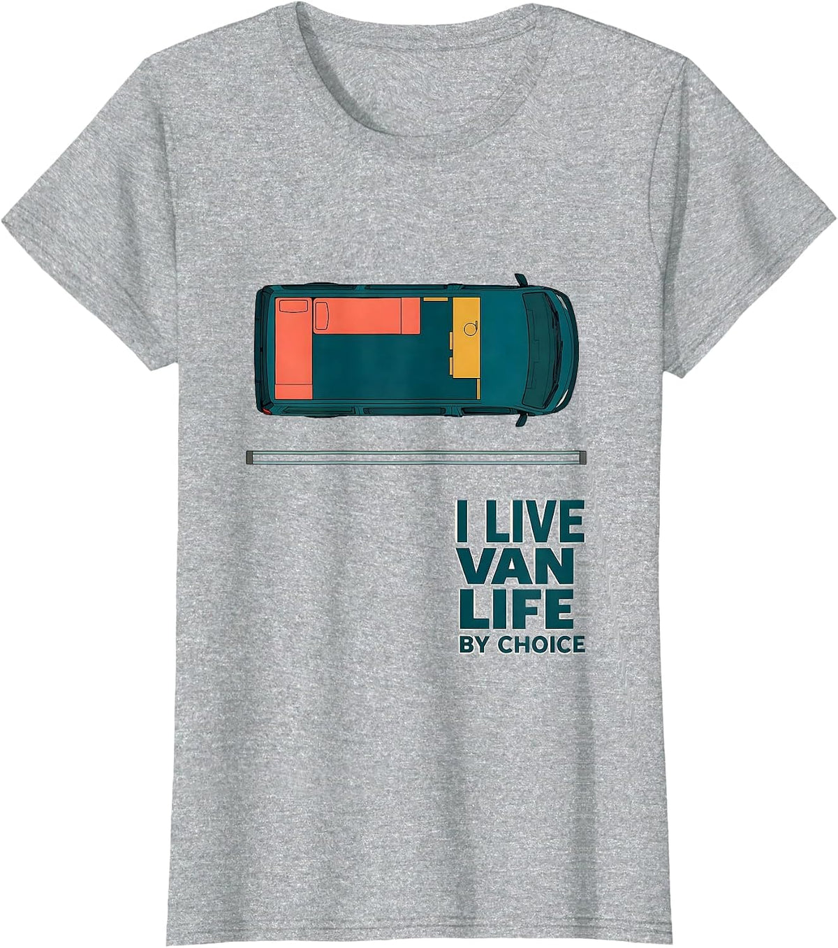Women's I Live Van Life By Choice Retro Van Dwellers Nomads Gift T-Shirt - Heather Grey