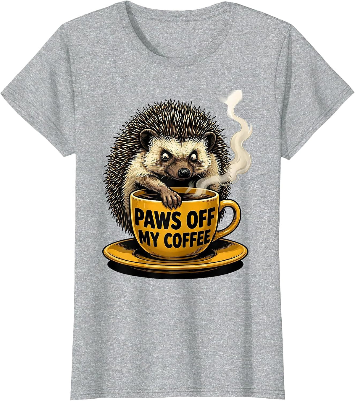 Paws Off My Coffee Funny Coffee Lover Animal Meme Humor T-Shirt - Heather Grey