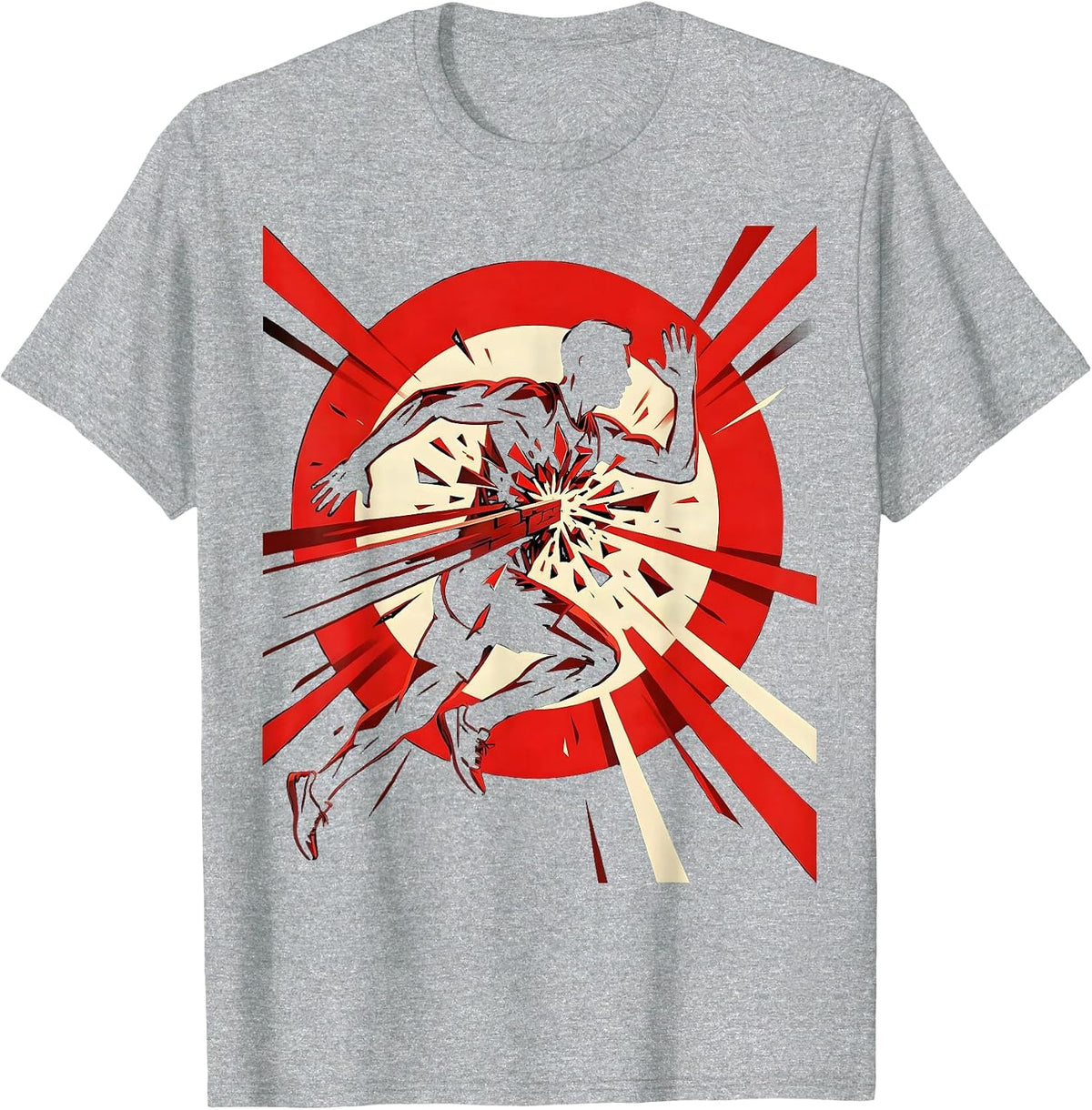 Men's Runner Breaking Through Finish Line Graphic T-Shirt - Heather Grey