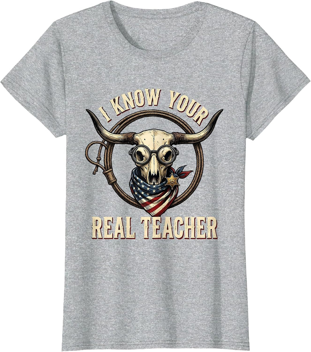I Know Your Real Teacher Substitute Design T-Shirt - Heather Grey