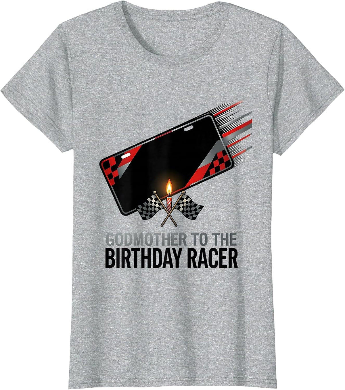 Women's Godmother To The Birthday Racer Racing Family Pit Crew T-Shirt - Heather Grey