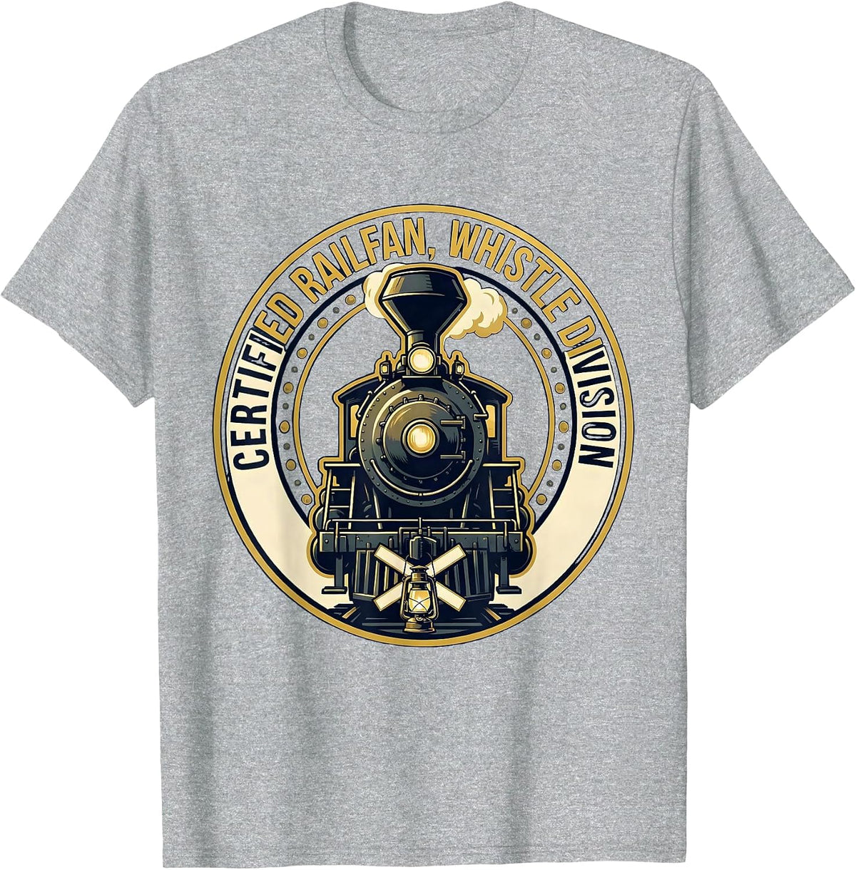 Men's Certified Railfan Whistle Division Vintage Steam Locomotive T-Shirt - Heather Grey