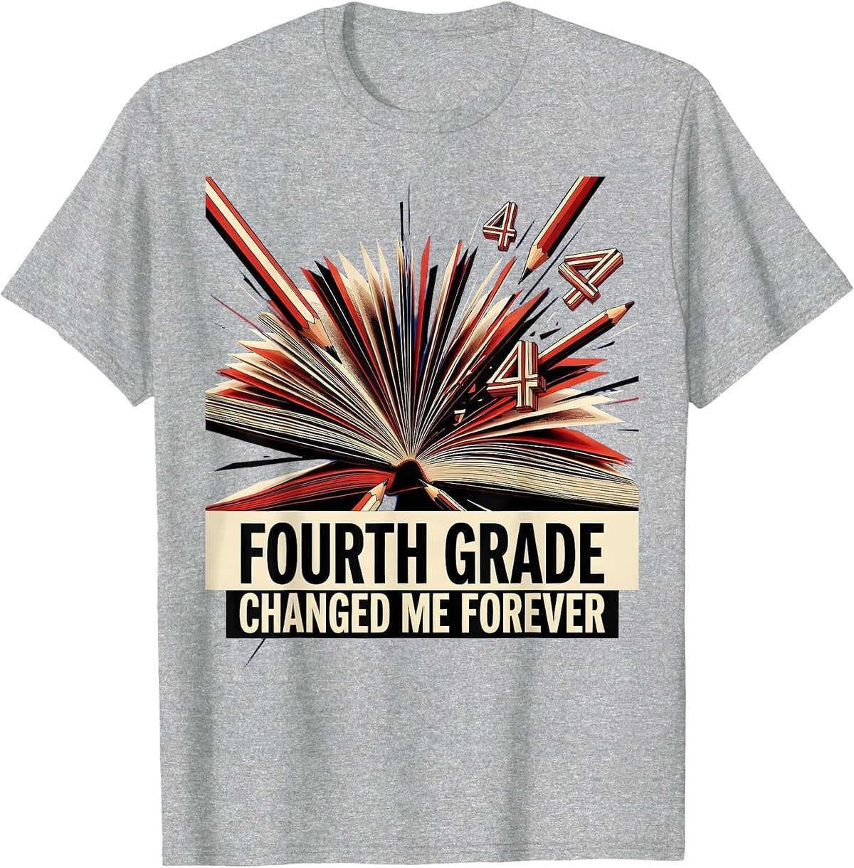 Men's Fourth Grade Changed Me Forever Teacher Design T-Shirt - Heather Grey