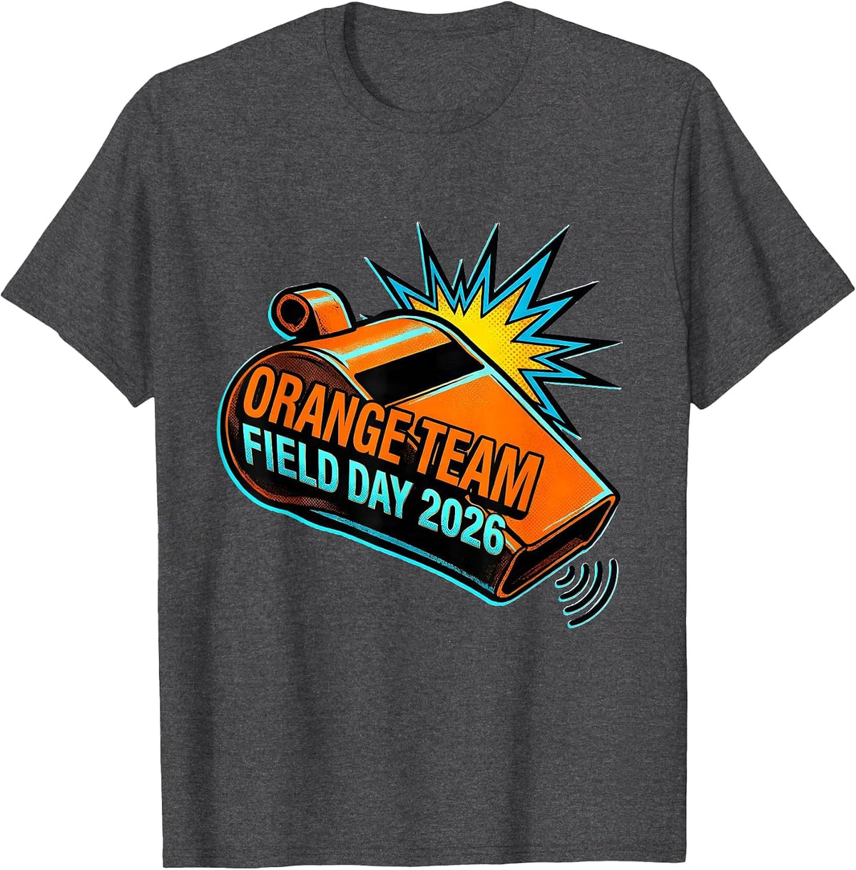 Orange Team Field Day 2026 Pop Art Teacher Kids T-Shirt - Dark Heather Grey