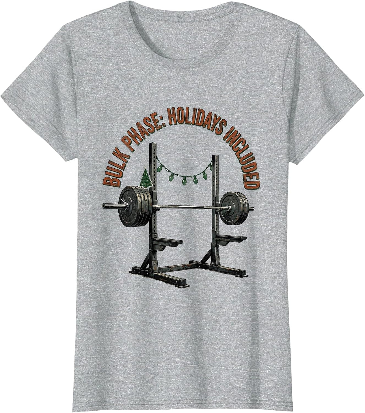 Bulk Phase: Holidays Included Vintage Weightlifting T-Shirt - Heather Grey