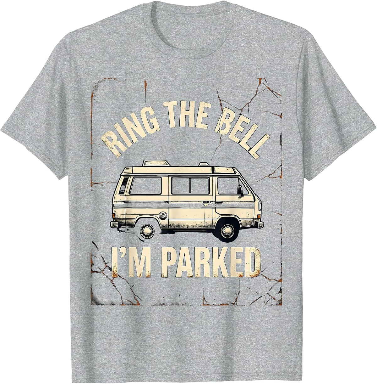 Men's RING THE BELL, I'M PARKED Distressed Van Life Nomad Retro T-Shirt - Heather Grey