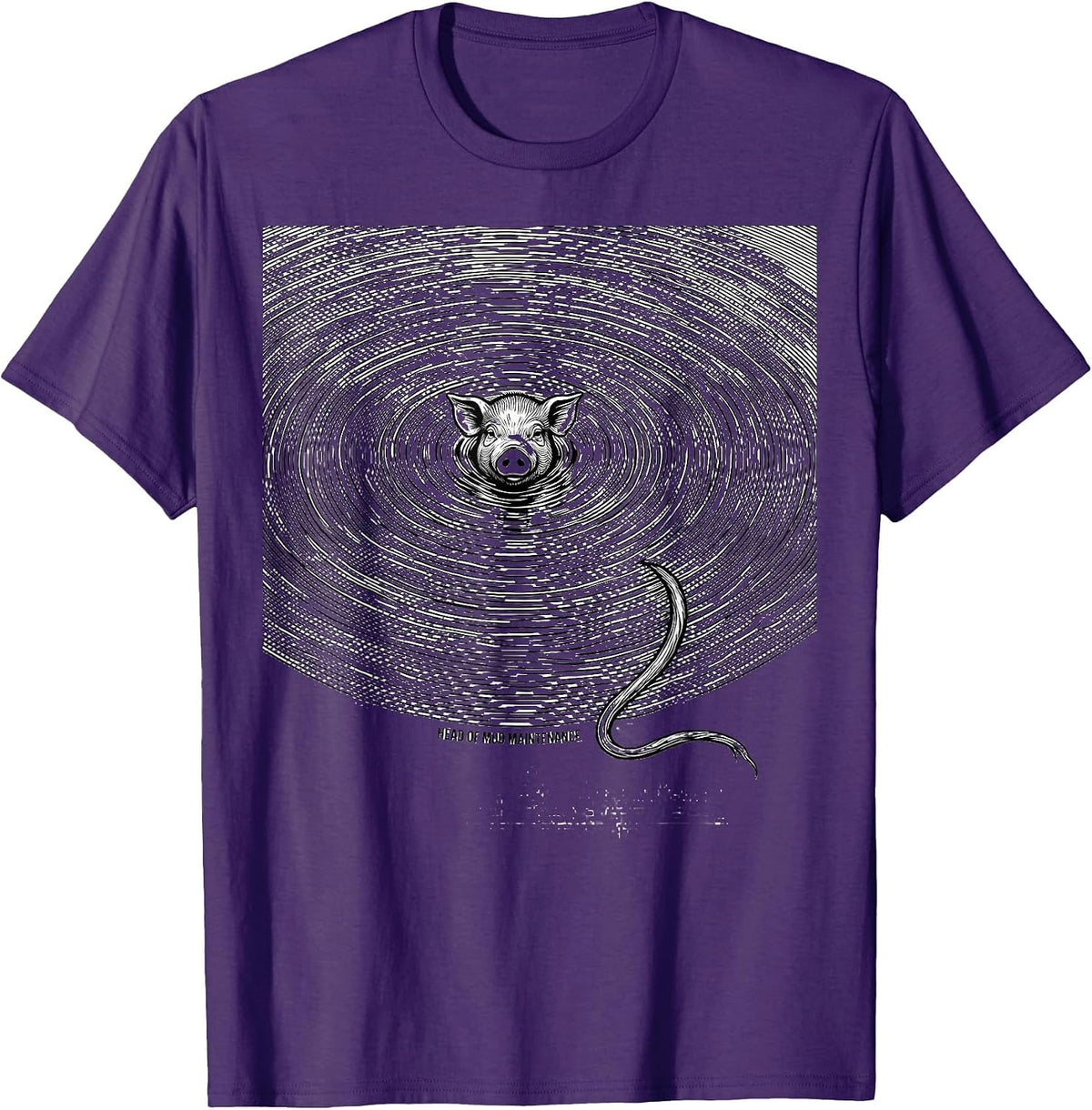 Men's Head Of Mud Maintenance Funny Pig Farm Animal Lover Humor T-Shirt - Purple